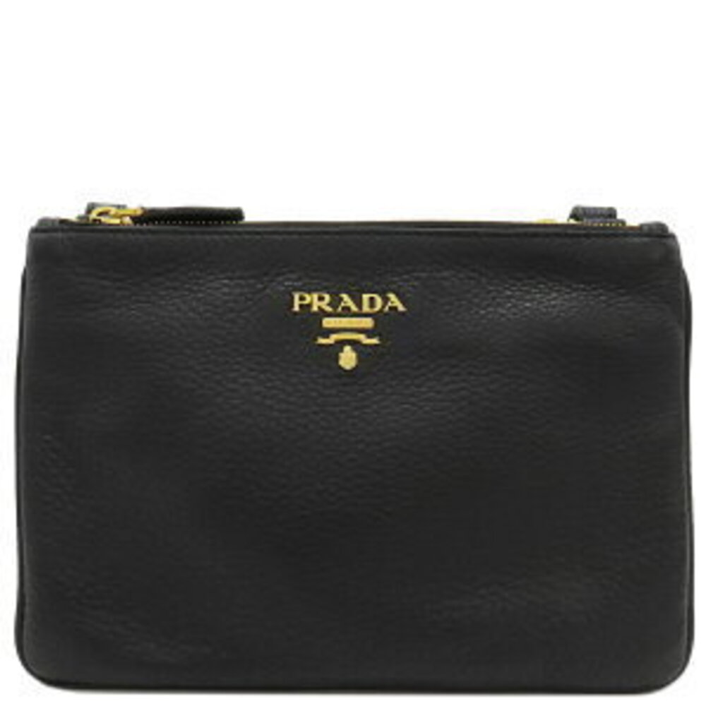 Prada Shoulder Bag Metal Logo Vitello Phoenix Nero Black PHENIX